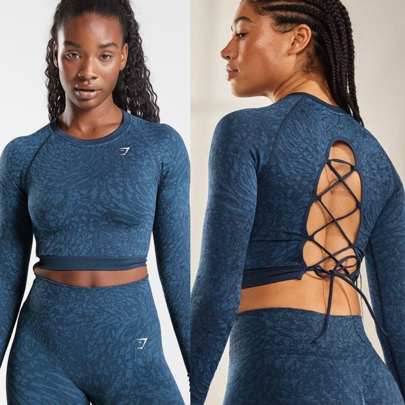 Gymshark Adapt Animal Seamless Lace Up Back Top - S - Picture 1 of 6